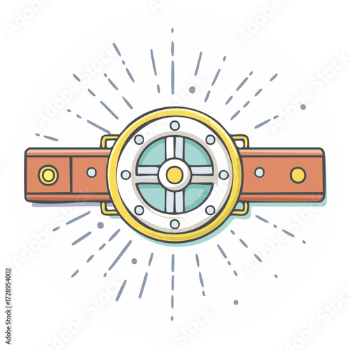 Stylized wrist watch with a circular face and radiating lines