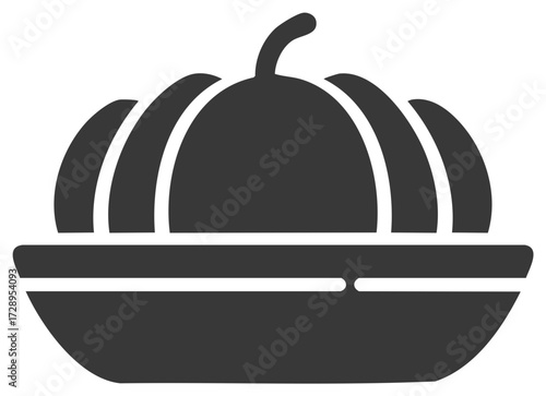 Pumpkin in bowl silhouette illustration, vector design, harvest symbol, isolated on white