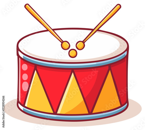 Cartoon drum and drumsticks musical instrument illustration vector
