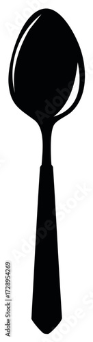 Elegant black spoon silhouette representing cutlery for dining and kitchen design