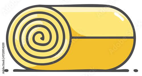Rolled Yellow Yoga Mat Illustration for Exercise and Fitness Activities