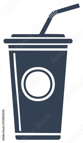 Soda Cup Silhouette with Straw Drink Beverage Container Icon Vector