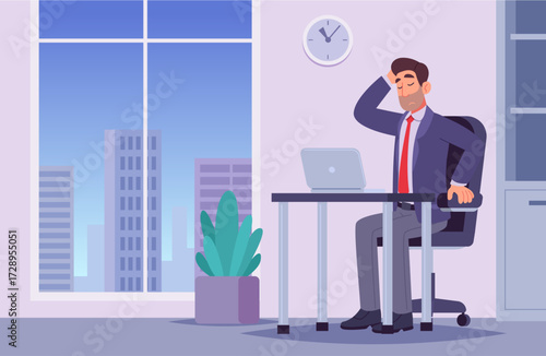Confused businessman scratching head in office
