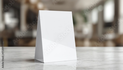 Mock up Menu frame standing on wood table in Bar restaurant cafe. space for text