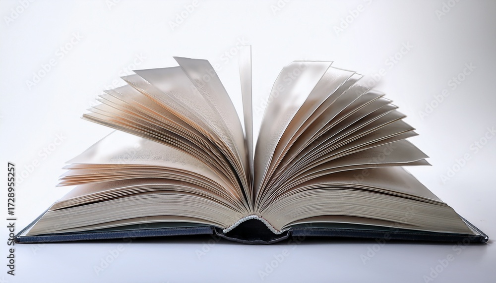 Fototapeta premium open book on white background on a white background indicating study or research generative ai