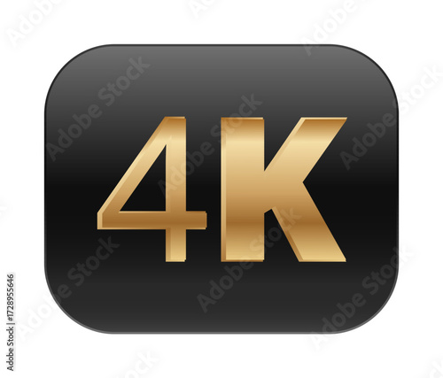 Golden 4k icon on black background representing ultra high definition.