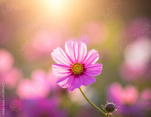 Pink Cosmos Flower in Sunlight