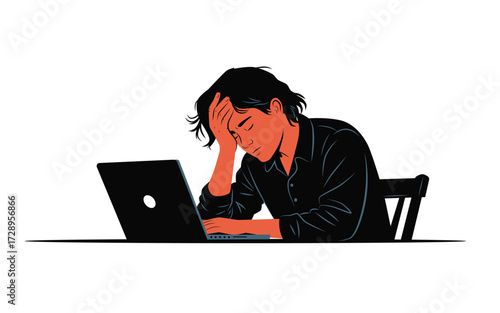 Stressed worker struggling with burnout