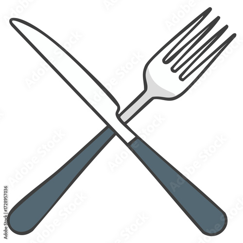 Knife and fork crossed icon, a simple illustration of cutlery for restaurant and food concepts