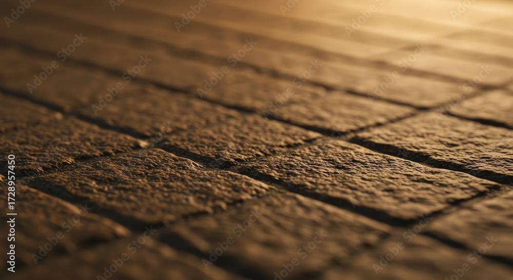 Obraz premium Stone pavement texture in warm sunlight