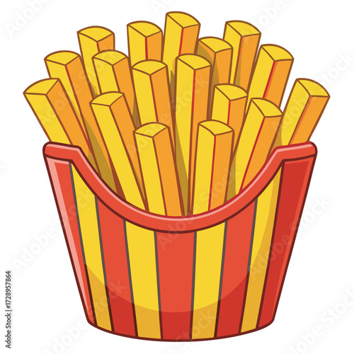 Cartoon french fries in a striped container