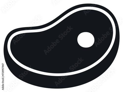 Graphic Icon of a Beef Steak Cut with Fat, Food Illustration for Menu or Website