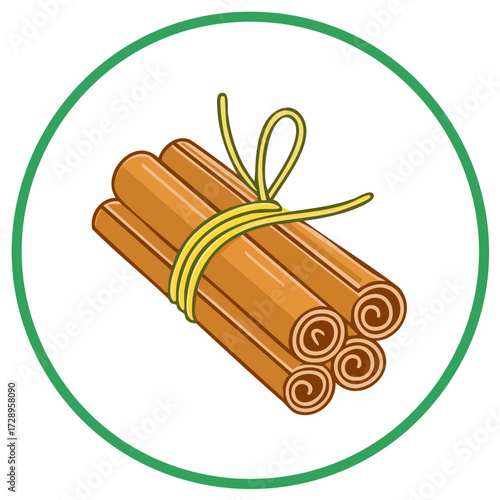 Cinnamon Sticks Bundle Vector Illustration Spice Herbs Culinary Ingredient Flavor Aroma Traditional Herbs