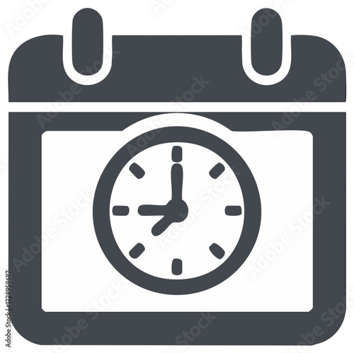Calendar with Clock Face Icon Showing Time Management