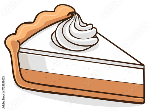 Slice of pie with whipped cream vector illustration