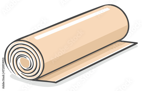 Rolled up beige paper with outline