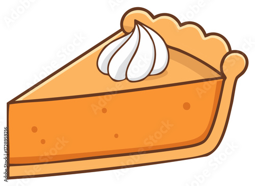Slice of pie with whipped cream dessert illustration