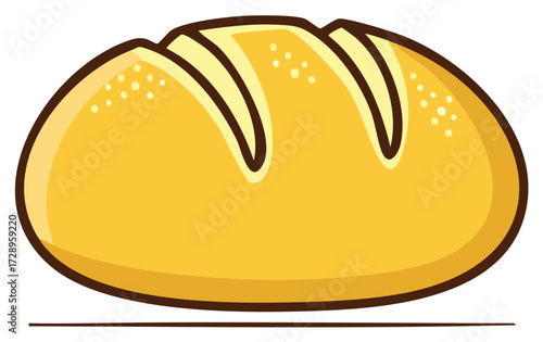 Loaf of Bread with Sliced Topping Cartoon Food Kitchen Bakery Delicious Yummy Baking