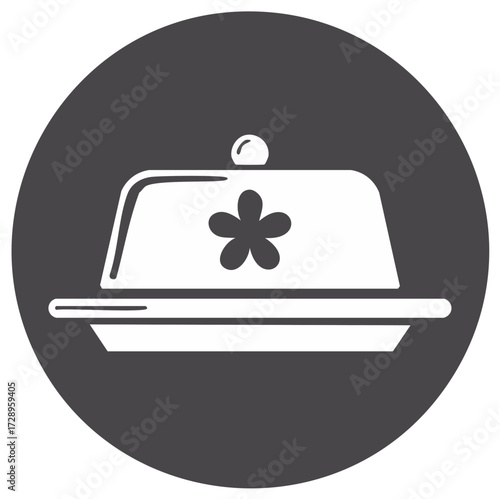 Stylized Covered Serving Dish Icon - Elegant Food Presentation Pictogram