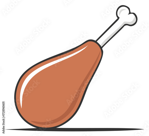 Grilled Chicken Leg Simple Style, Brown Color Delicious Meat with Bone on the Top