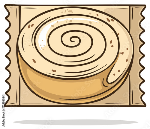 Sweet cinnamon roll dessert pastry with creamy frosting illustration