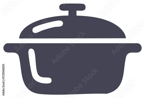 Simple vector illustration of a cooking pot with a lid and handles