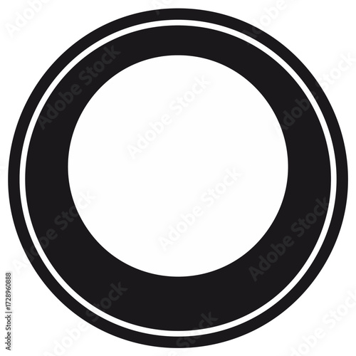 Clean black ring with a white inner circle and white outer border graphic element