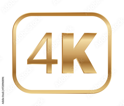 Gold 4k symbol design on white background highlighting ultra high definition quality.