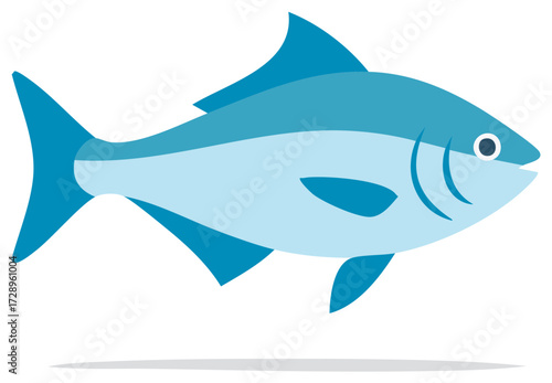 Blue Fish Illustration Aquatic Animal Icon Graphic Design Marine Life Sea Ocean