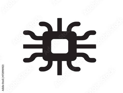 Technology silhouette icon vector illustration solid black symbol for digital future