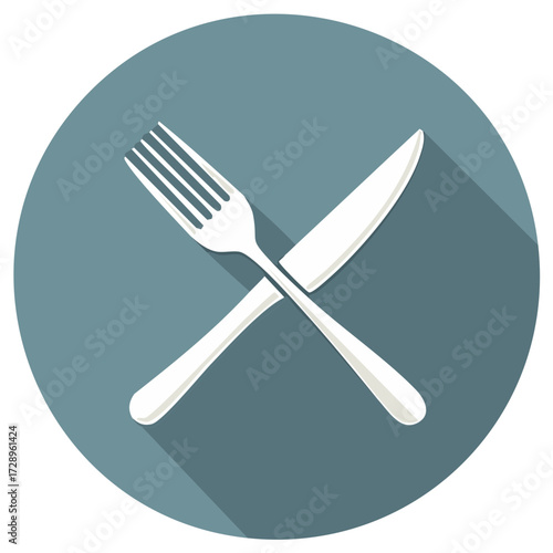 Crossed Fork and Knife Icon Representing Dining and Restaurant Service