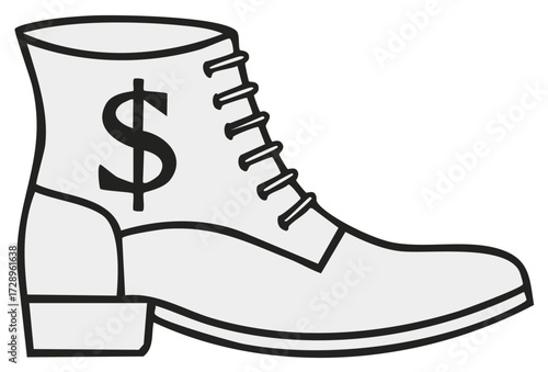 Boot with Dollar Sign Symbolizing Financial Investment and Valuable Assets