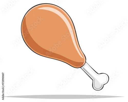 Illustration of a single roasted chicken drumstick, fried poultry leg