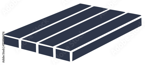 Minimalist icon of stacked beams or planks in an isometric 3D perspective
