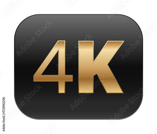4k resolution icon with gold text on black background for high-definition display.