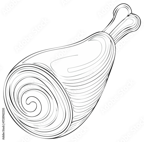 Ham hock sketch illustration delicious meat product drawing graphic clip art