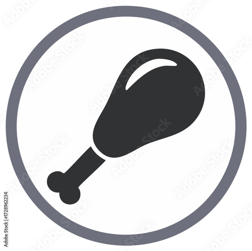 Simple chicken leg drumstick icon vector graphic for food and restaurant menu design