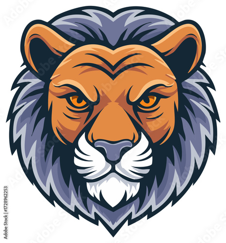 Vibrant illustration of a roaring lion head with detailed fur and intense expression