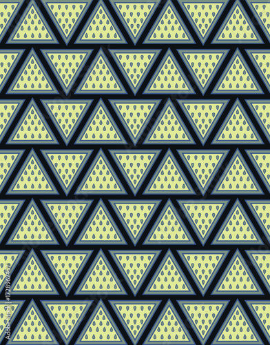 Geometric triangle pattern with raindrop elements in modern style