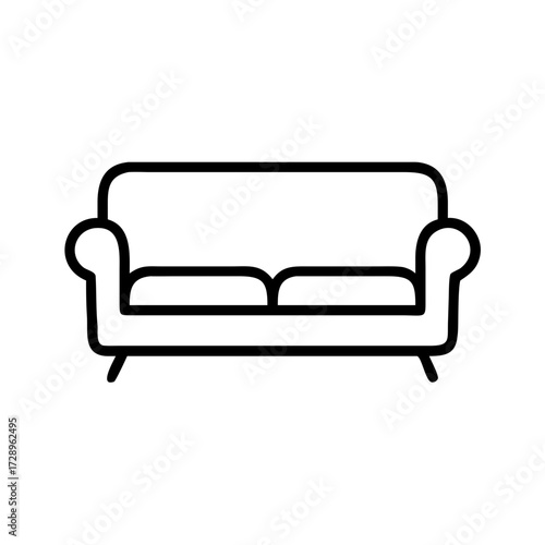 A simple, minimalist line drawing of a comfortable sofa, perfect for modern design and interior projects.