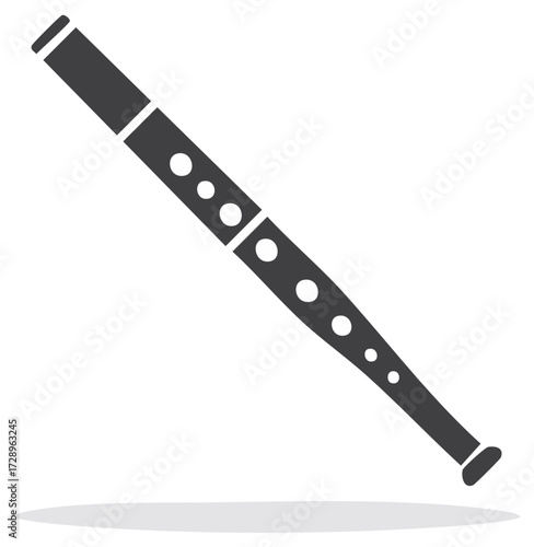 Simple flute icon vector illustration. Traditional woodwind musical instrument silhouette for folk music.