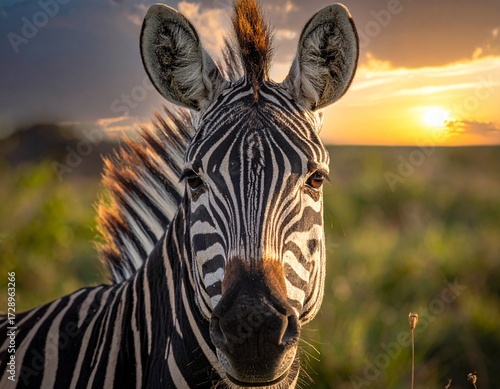 zebra at sunset