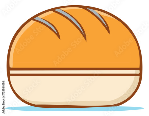 Cute cartoon loaf of bread with scoring marks