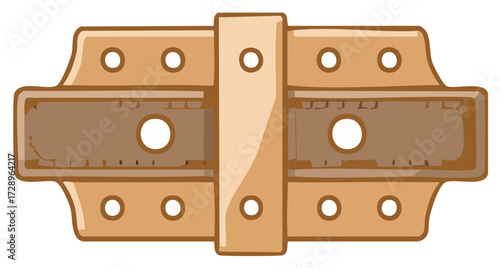 Old Fashioned Brown Trunk Hasp Latch Fastener For Chests And Boxes With Holes For Screws And Nails Detail Illustration