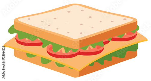 Delicious Toasted Sandwich With Lettuce and Tomato Illustration