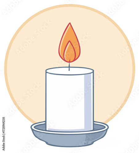 Candle Flame Icon Illustration Drawing White Candlelight Graphic Light Source Illustration Art