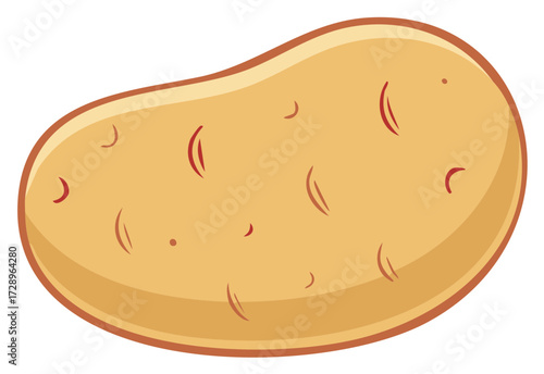 Cartoon illustration of a simple potato with a brown outline, isolated