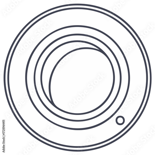 Clean line art illustration of a washing machine door or ship porthole with concentric circles