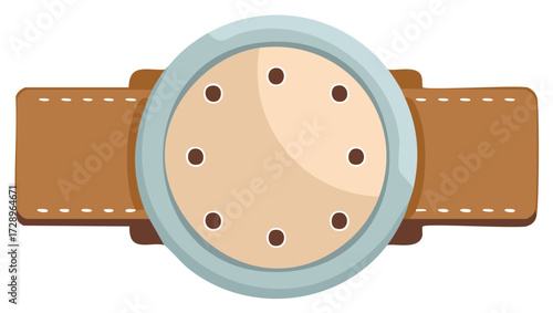 A whimsical wrist watch illustration displaying time in cartoon style