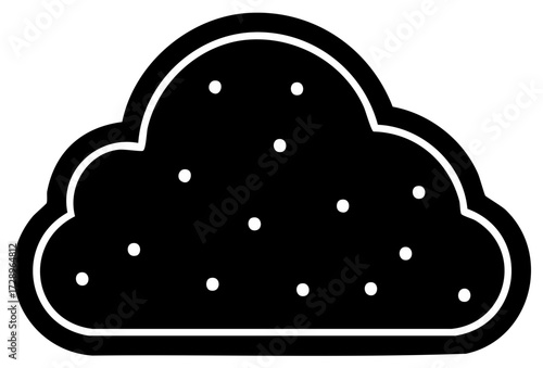 Black Cookie with White Chips and Outline Icon Vector Illustration